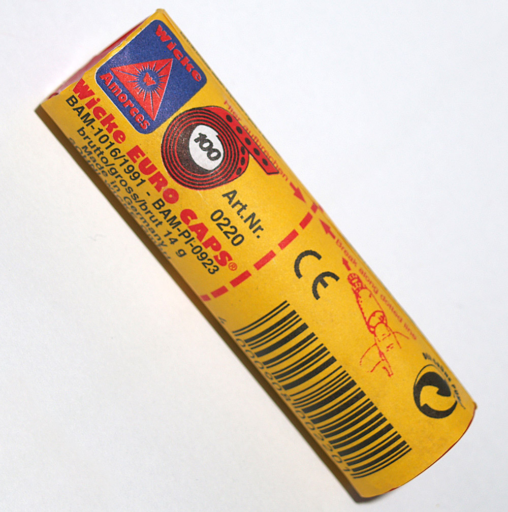 Tube of 10 x 100 Shot Paper Cap Rolls